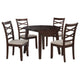 Baron 5pc Round Dining Table Set | 4 Chairs | 2 Drop Leaves | Brown