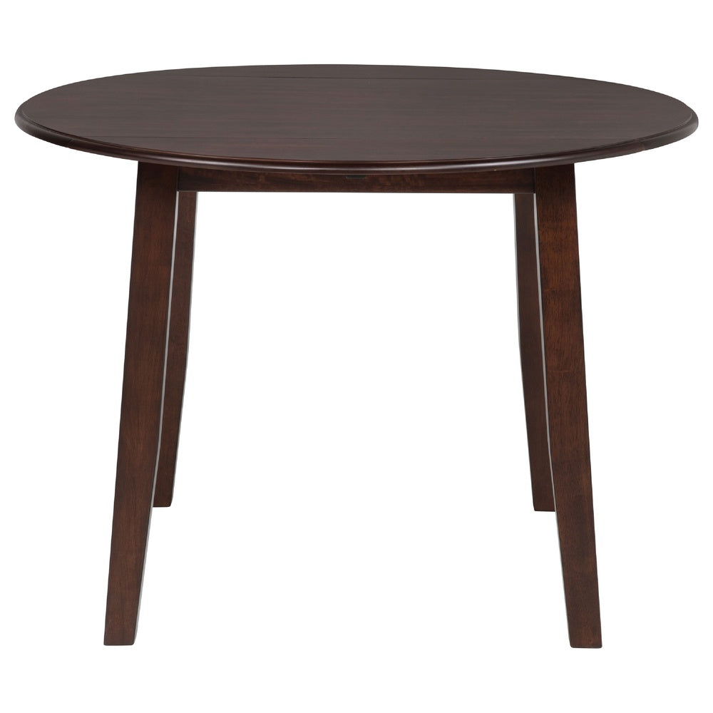 Baron 5pc Round Dining Table Set | 4 Chairs | 2 Drop Leaves | Brown