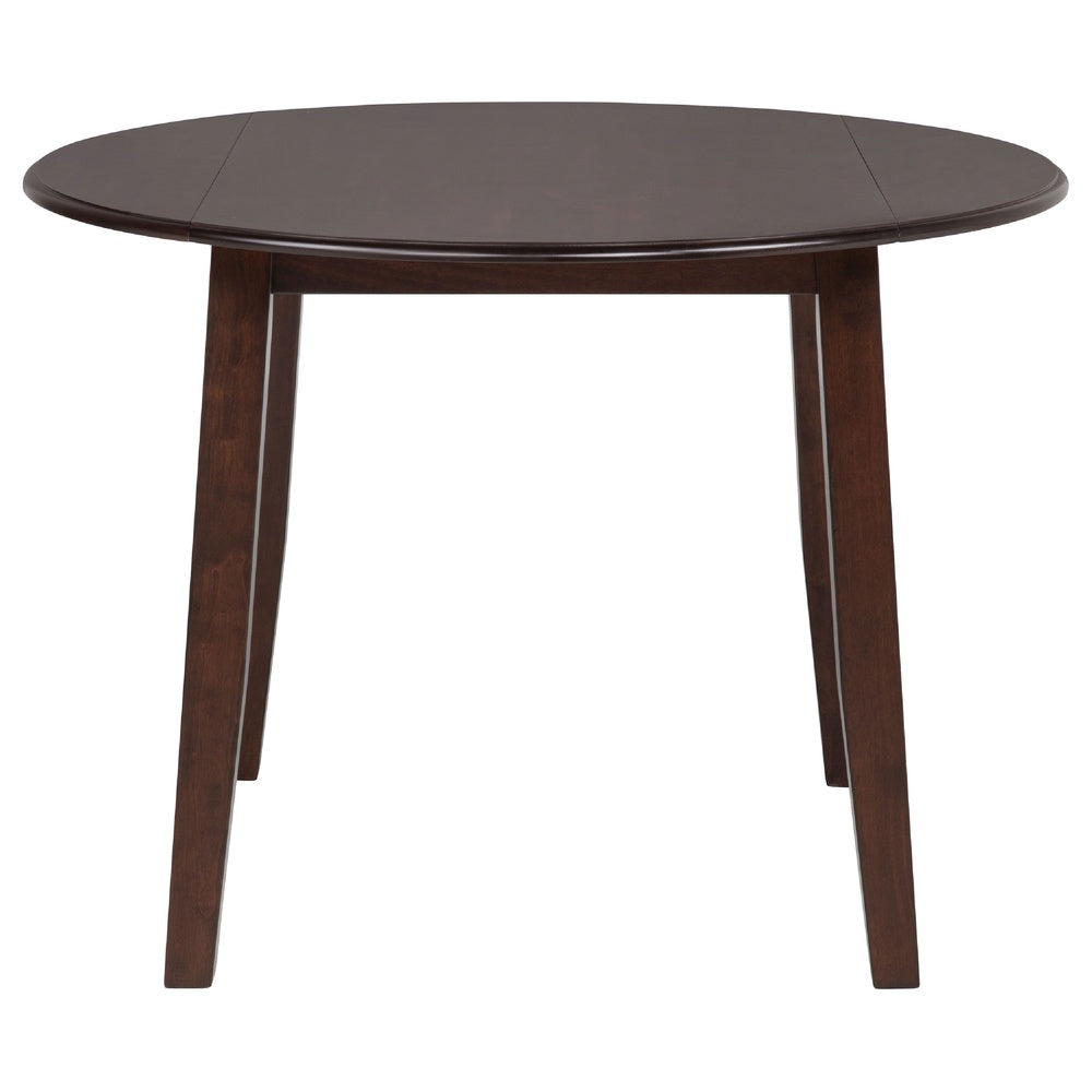 Baron 5pc Round Dining Table Set | 4 Chairs | 2 Drop Leaves | Brown