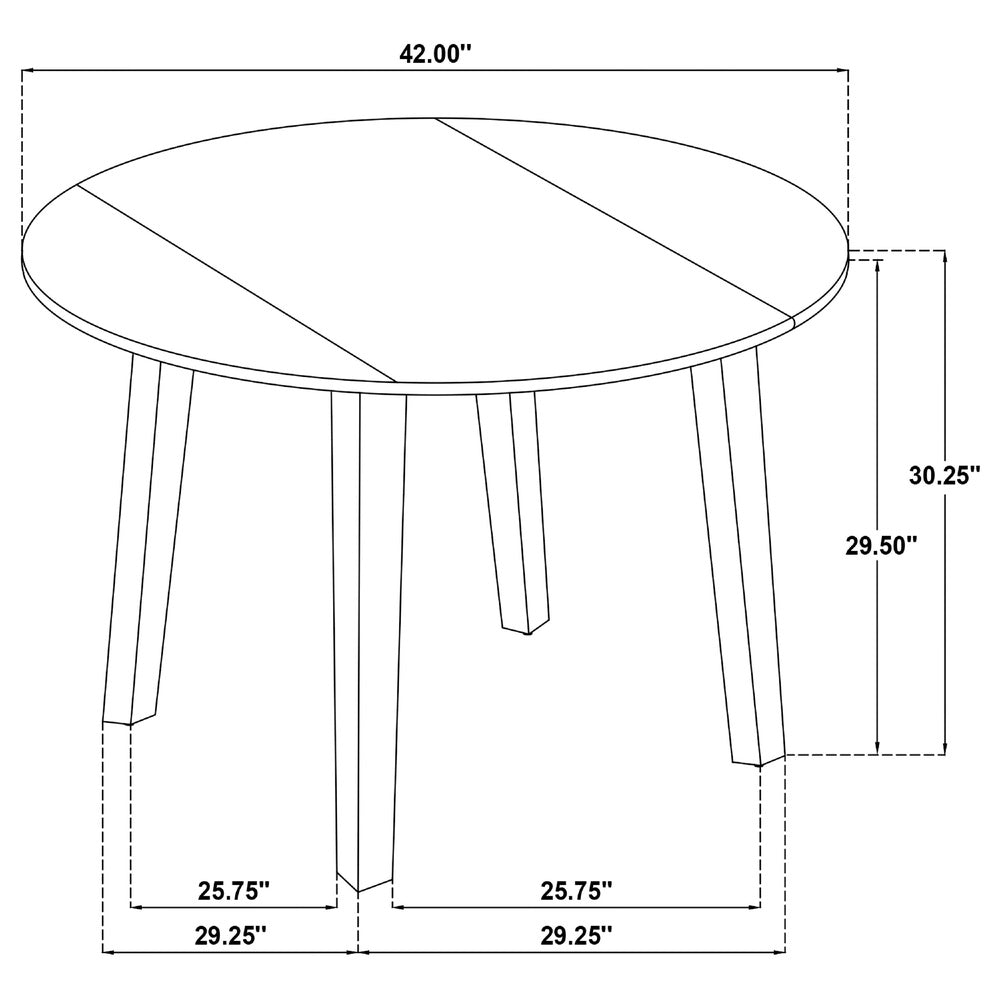 Baron 5pc Round Dining Table Set | 4 Chairs | 2 Drop Leaves | Brown
