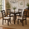 Baron 5pc Round Dining Table Set | 4 Chairs | 2 Drop Leaves | Brown