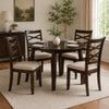 Baron 5pc Round Dining Table Set | 4 Chairs | 2 Drop Leaves | Brown