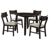 Caty 5pc Round Dining Table Set | 4 Chairs | 2 Drop Leaves | Brown