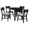 Caty 5pc Round Dining Table Set | 4 Chairs | 2 Drop Leaves | Brown