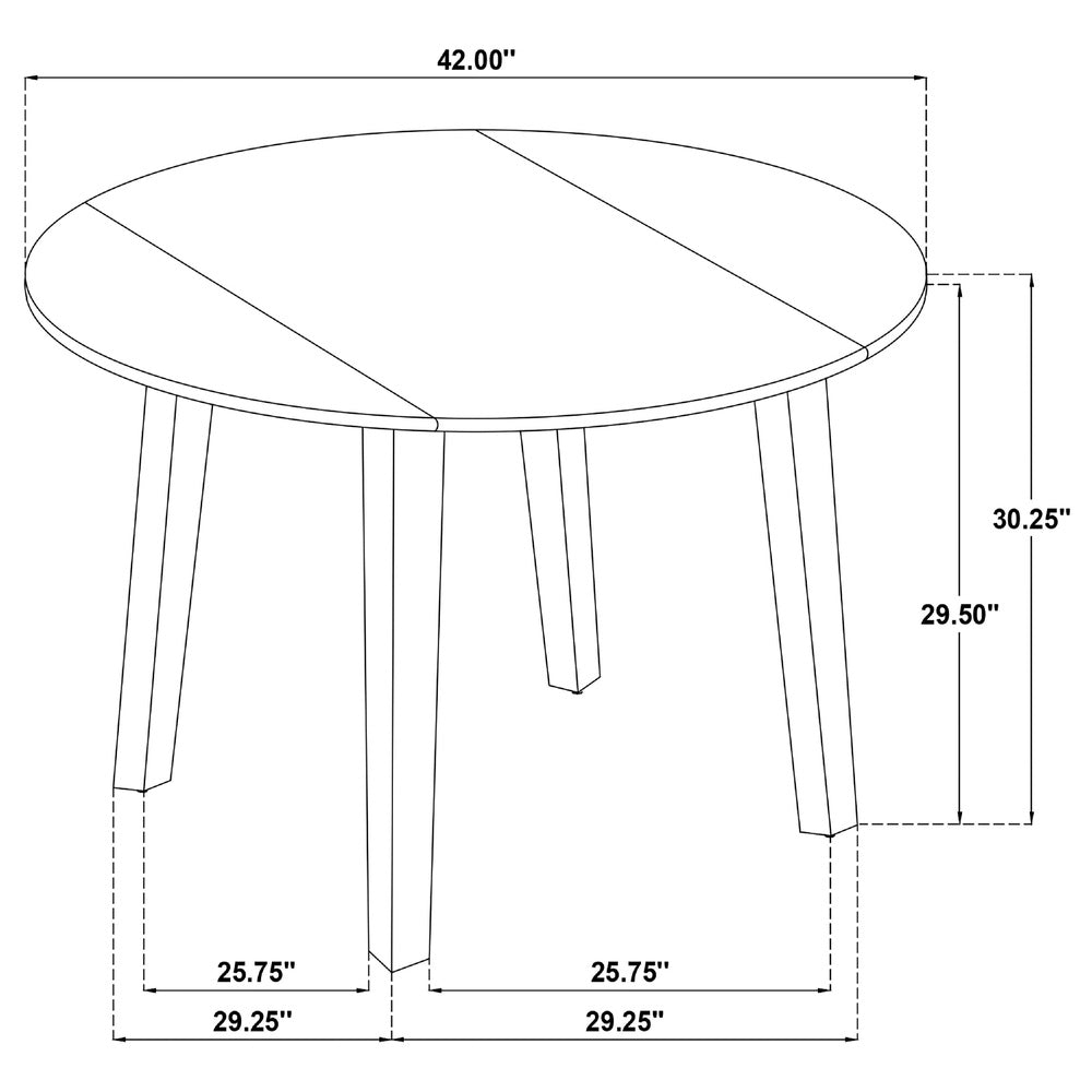 Caty 5pc Round Dining Table Set | 4 Chairs | 2 Drop Leaves | Brown