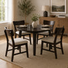 Caty 5pc Round Dining Table Set | 4 Chairs | 2 Drop Leaves | Brown
