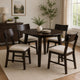 Caty 5pc Round Dining Table Set | 4 Chairs | 2 Drop Leaves | Brown