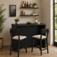 Anga Home Bar | 6 Shelves | 12 Wine Bottle Holders | Stemware | Black 47"