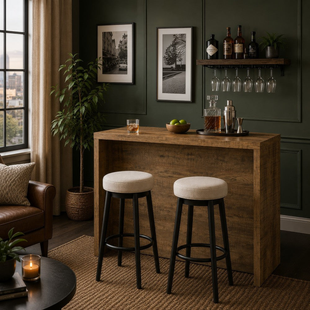 Anga Home Bar | 6 Shelves | 12 Bottle Holders | Stemware | Brown 47"