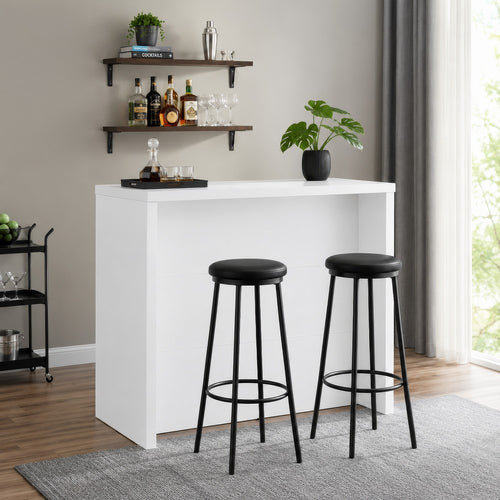 Anga Home Bar | 6 Shelves | 12 Bottle Holders | Stemware | White 47"