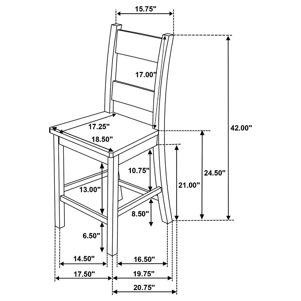 Dova Counter Height Chair Set of 2 | Ladder Back | Vineyard Oak Brown