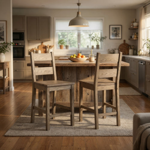 Dova Counter Height Chair Set of 2 | Ladder Back | Vineyard Oak Brown