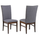 Sher Side Dining Chair Set of 2 | Foam Fill Gray Fabric Seat | Brown Wood
