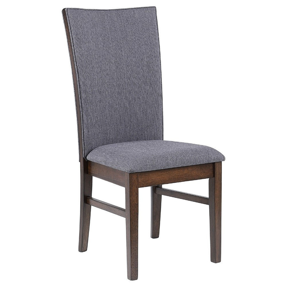 Sher Side Dining Chair Set of 2 | Foam Fill Gray Fabric Seat | Brown Wood