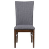 Sher Side Dining Chair Set of 2 | Foam Fill Gray Fabric Seat | Brown Wood