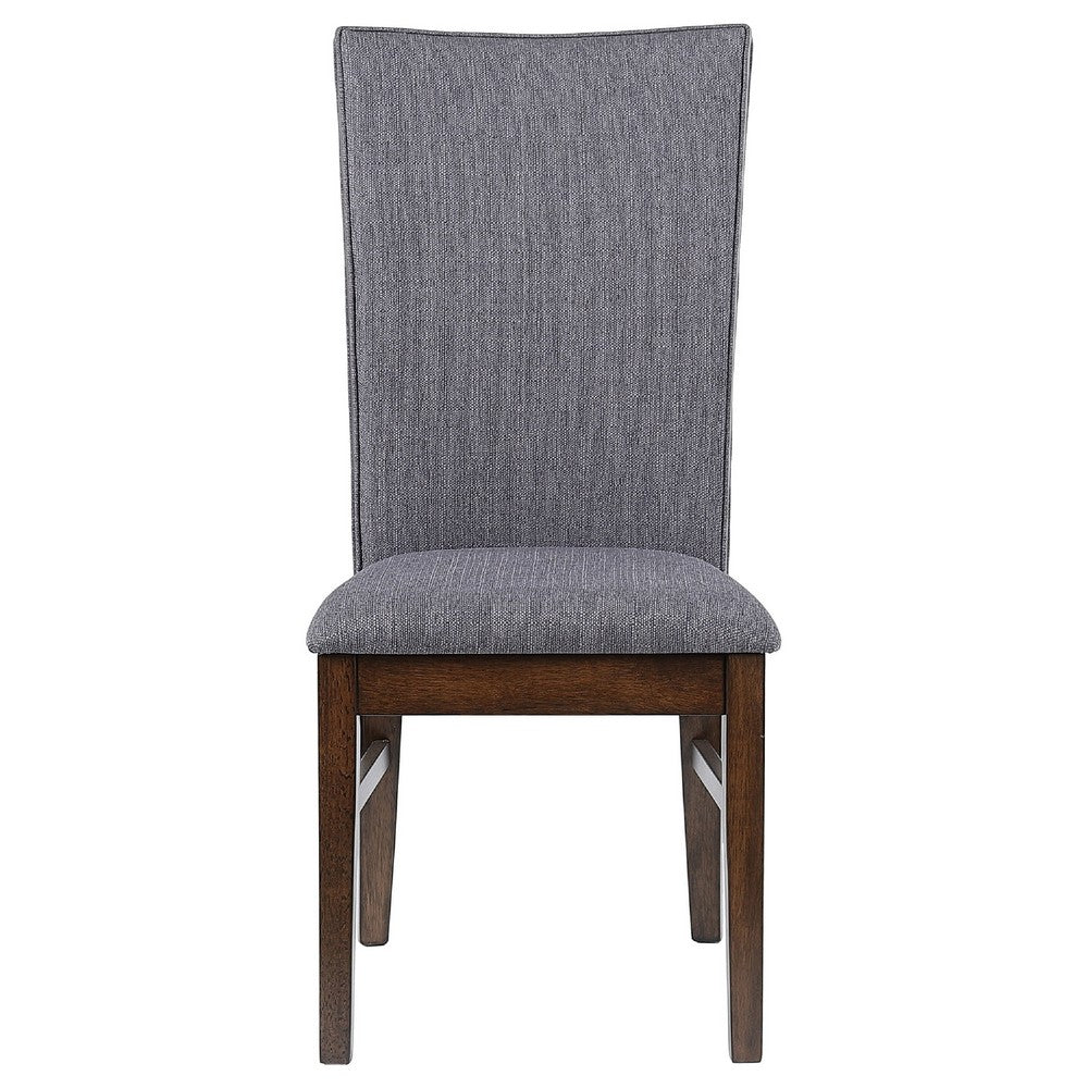 Sher Side Dining Chair Set of 2 | Foam Fill Gray Fabric Seat | Brown Wood