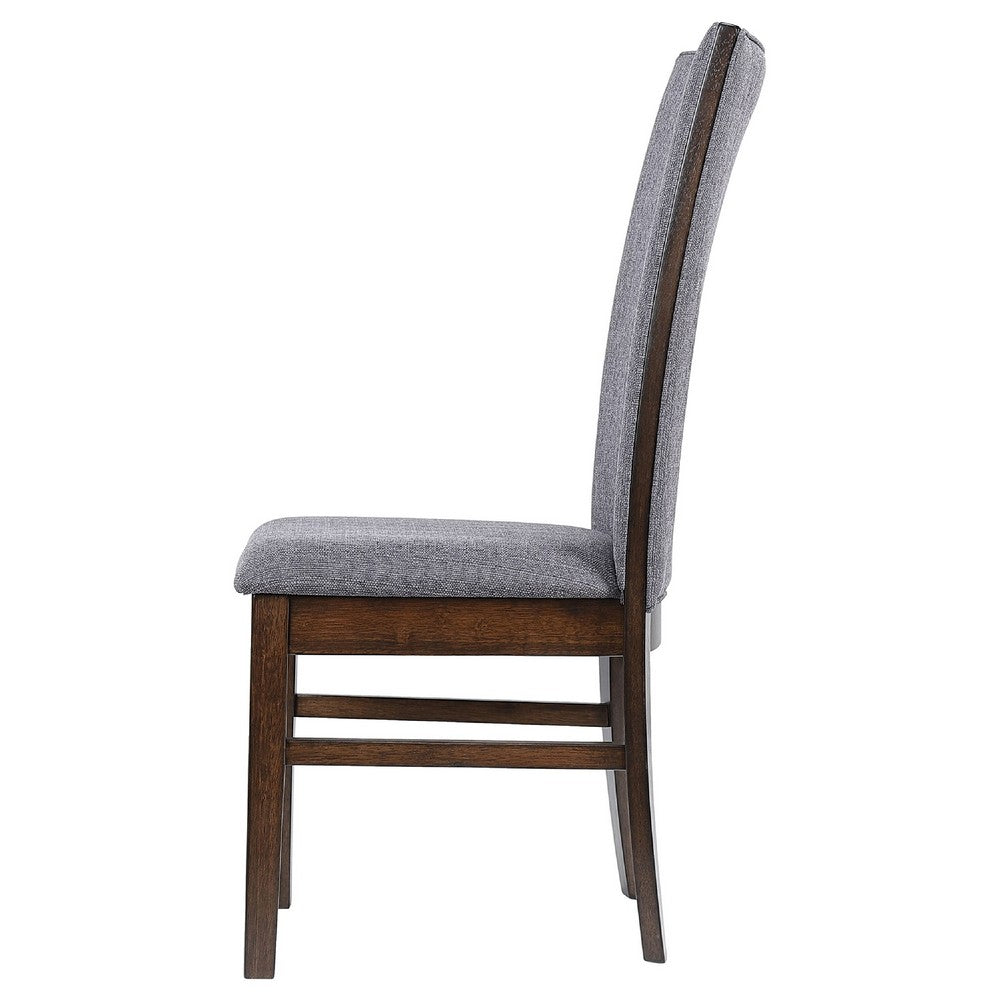 Sher Side Dining Chair Set of 2 | Foam Fill Gray Fabric Seat | Brown Wood