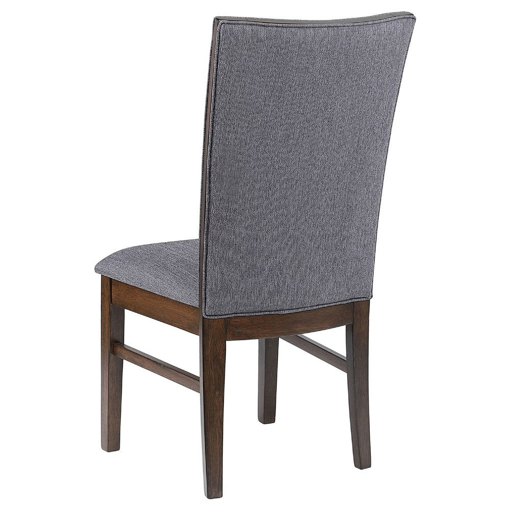 Sher Side Dining Chair Set of 2 | Foam Fill Gray Fabric Seat | Brown Wood
