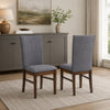 Sher Side Dining Chair Set of 2 | Foam Fill Gray Fabric Seat | Brown Wood