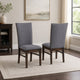 Sher Side Dining Chair Set of 2 | Foam Fill Gray Fabric Seat | Brown Wood