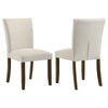 Cana Dining Side Chair Set of 2 | Beige Upholstered Parsons Style | Hardwood Frame