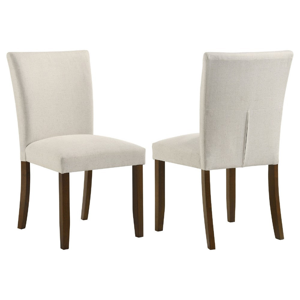 Cana Dining Side Chair Set of 2 | Beige Upholstered Parsons Style | Hardwood Frame
