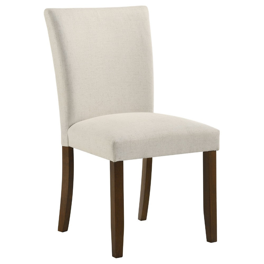Cana Dining Side Chair Set of 2 | Beige Upholstered Parsons Style | Hardwood Frame