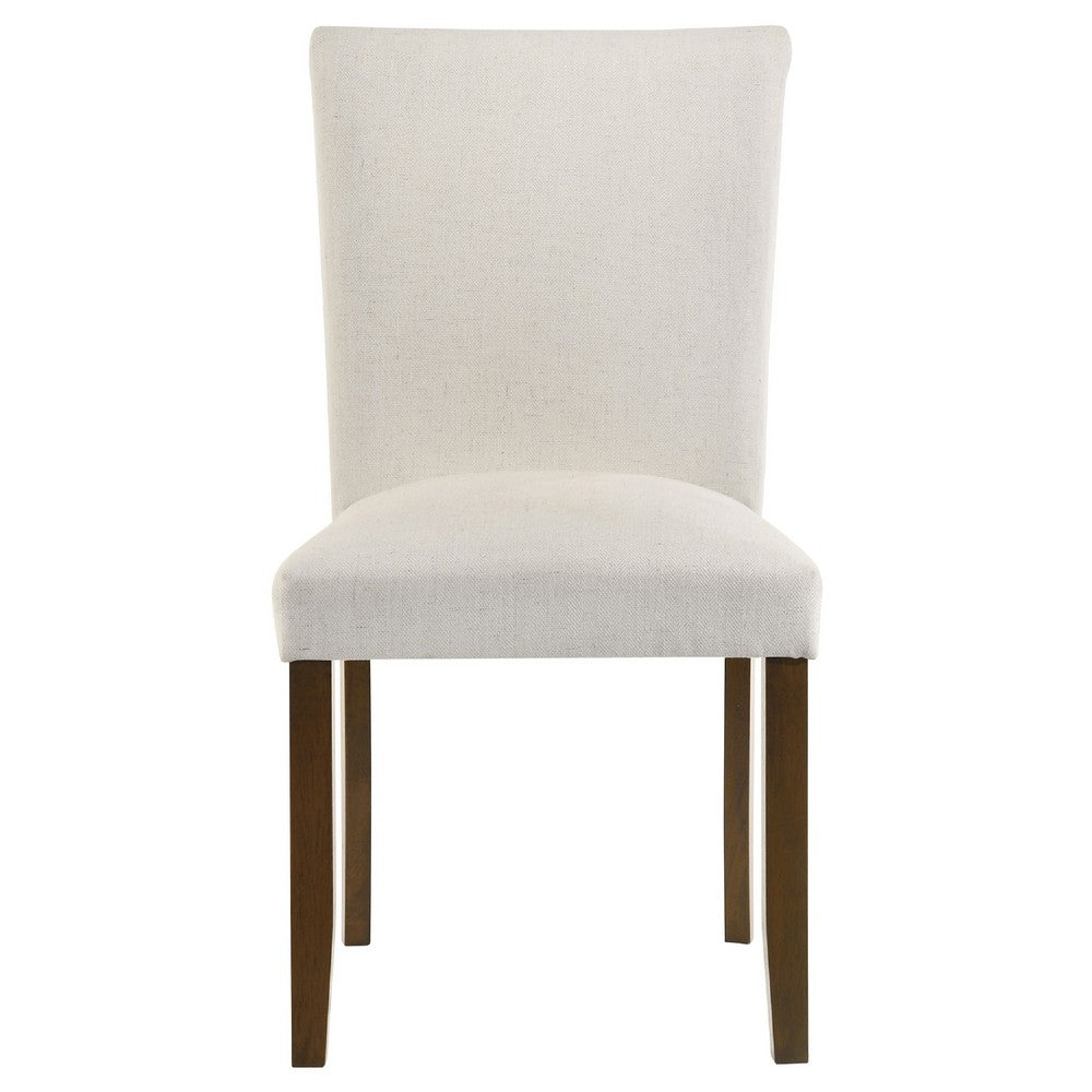 Cana Dining Side Chair Set of 2 | Beige Upholstered Parsons Style | Hardwood Frame