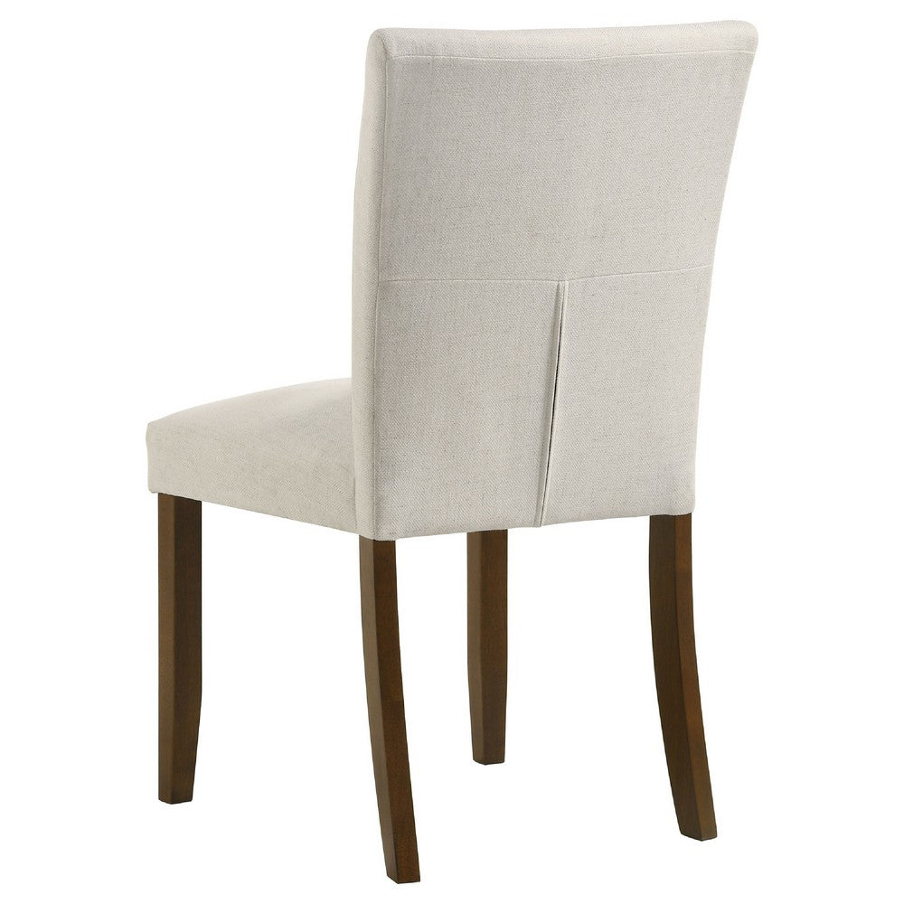 Cana Dining Side Chair Set of 2 | Beige Upholstered Parsons Style | Hardwood Frame