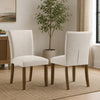 Cana Dining Side Chair Set of 2 | Beige Upholstered Parsons Style | Hardwood Frame