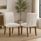 Cana Dining Side Chair Set of 2 | Beige Upholstered Parsons Style | Hardwood Frame