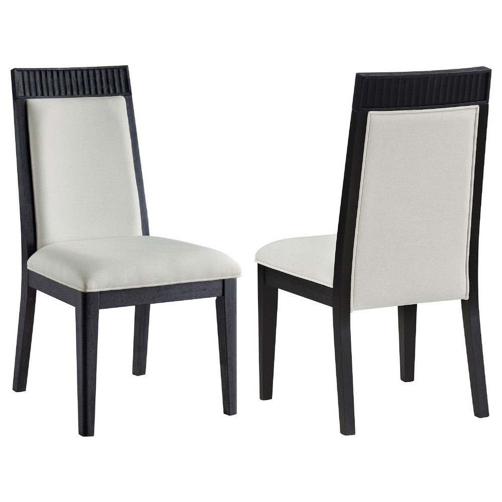 Jack Dining Side Chair Set of 2 | Ivory Cushions | Black Ribbed Frame