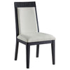 Jack Dining Side Chair Set of 2 | Ivory Cushions | Black Ribbed Frame
