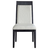 Jack Dining Side Chair Set of 2 | Ivory Cushions | Black Ribbed Frame