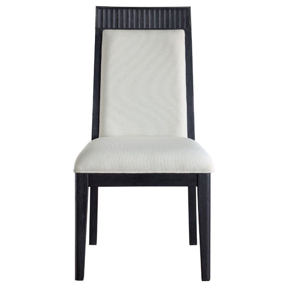 Jack Dining Side Chair Set of 2 | Ivory Cushions | Black Ribbed Frame