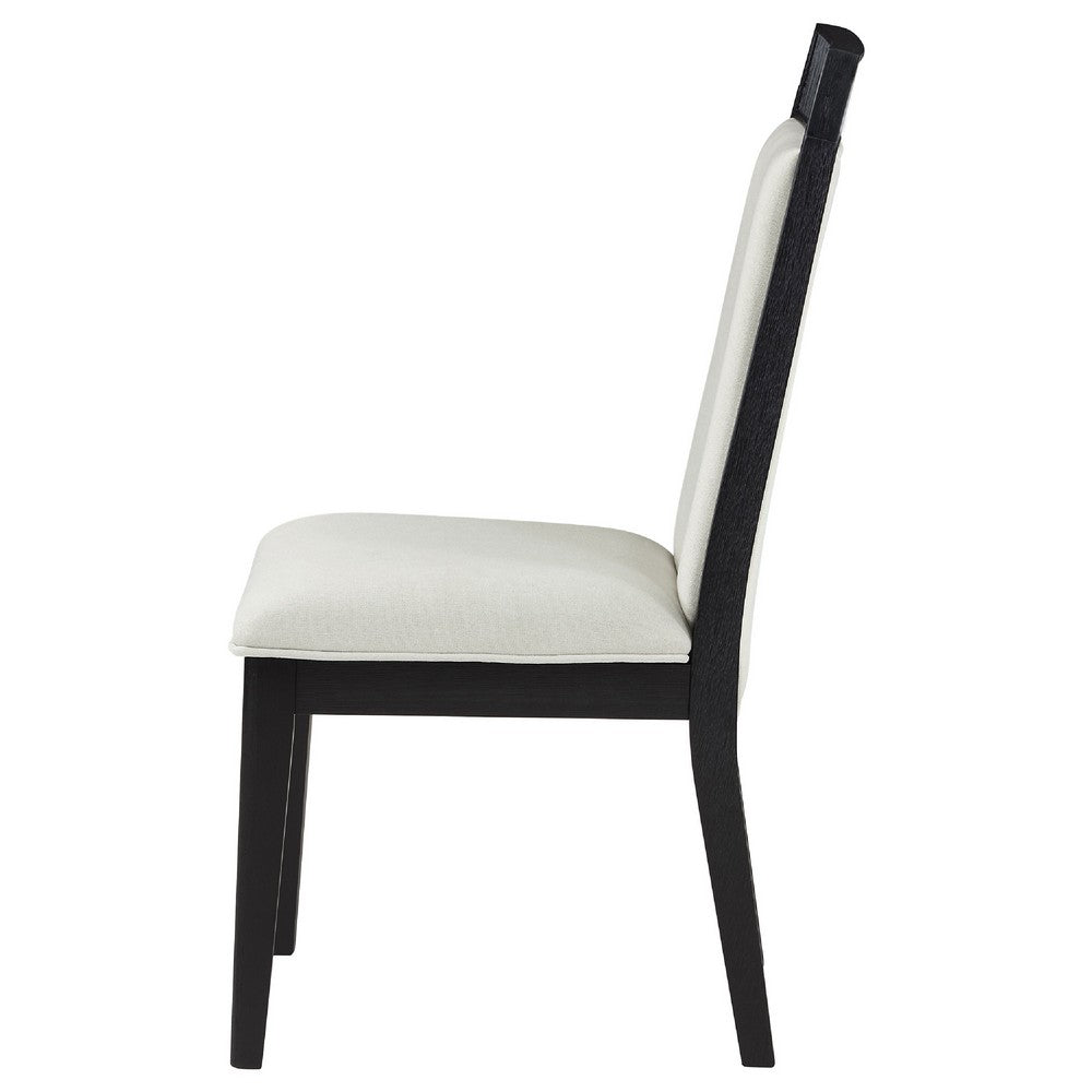 Jack Dining Side Chair Set of 2 | Ivory Cushions | Black Ribbed Frame