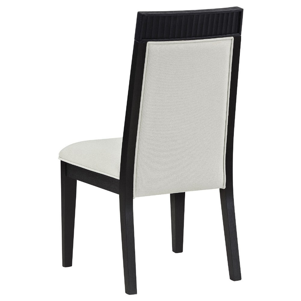 Jack Dining Side Chair Set of 2 | Ivory Cushions | Black Ribbed Frame