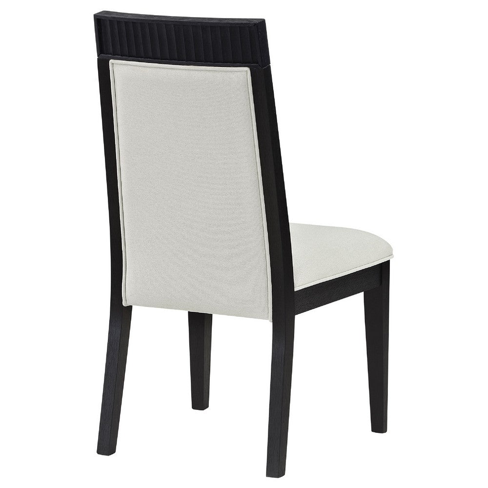 Jack Dining Side Chair Set of 2 | Ivory Cushions | Black Ribbed Frame