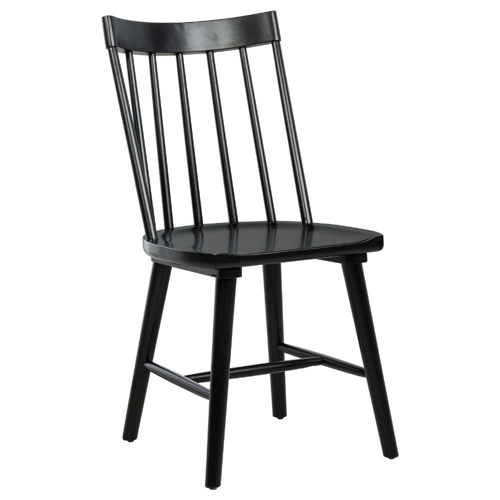 Pyra Dining Side Chair Set of 2 | Windsor Style Slatted Back | Black