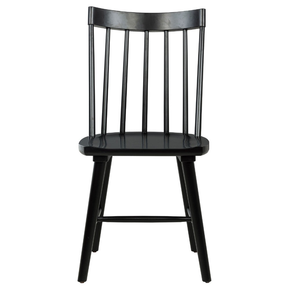 Pyra Dining Side Chair Set of 2 | Windsor Style Slatted Back | Black