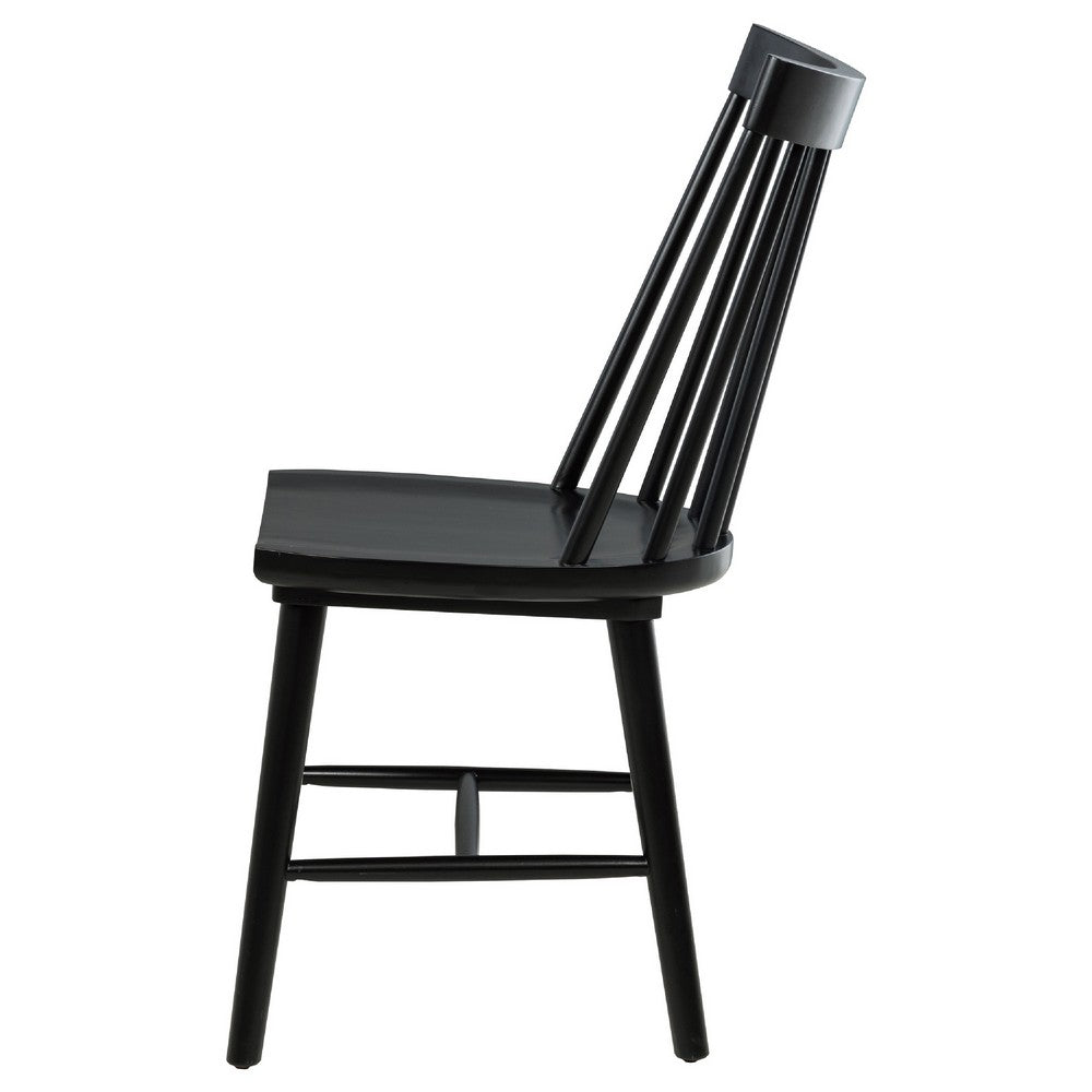 Pyra Dining Side Chair Set of 2 | Windsor Style Slatted Back | Black