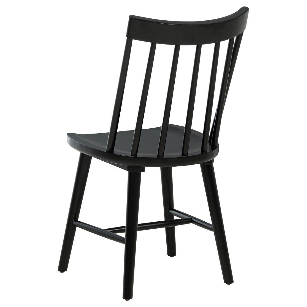 Pyra Dining Side Chair Set of 2 | Windsor Style Slatted Back | Black
