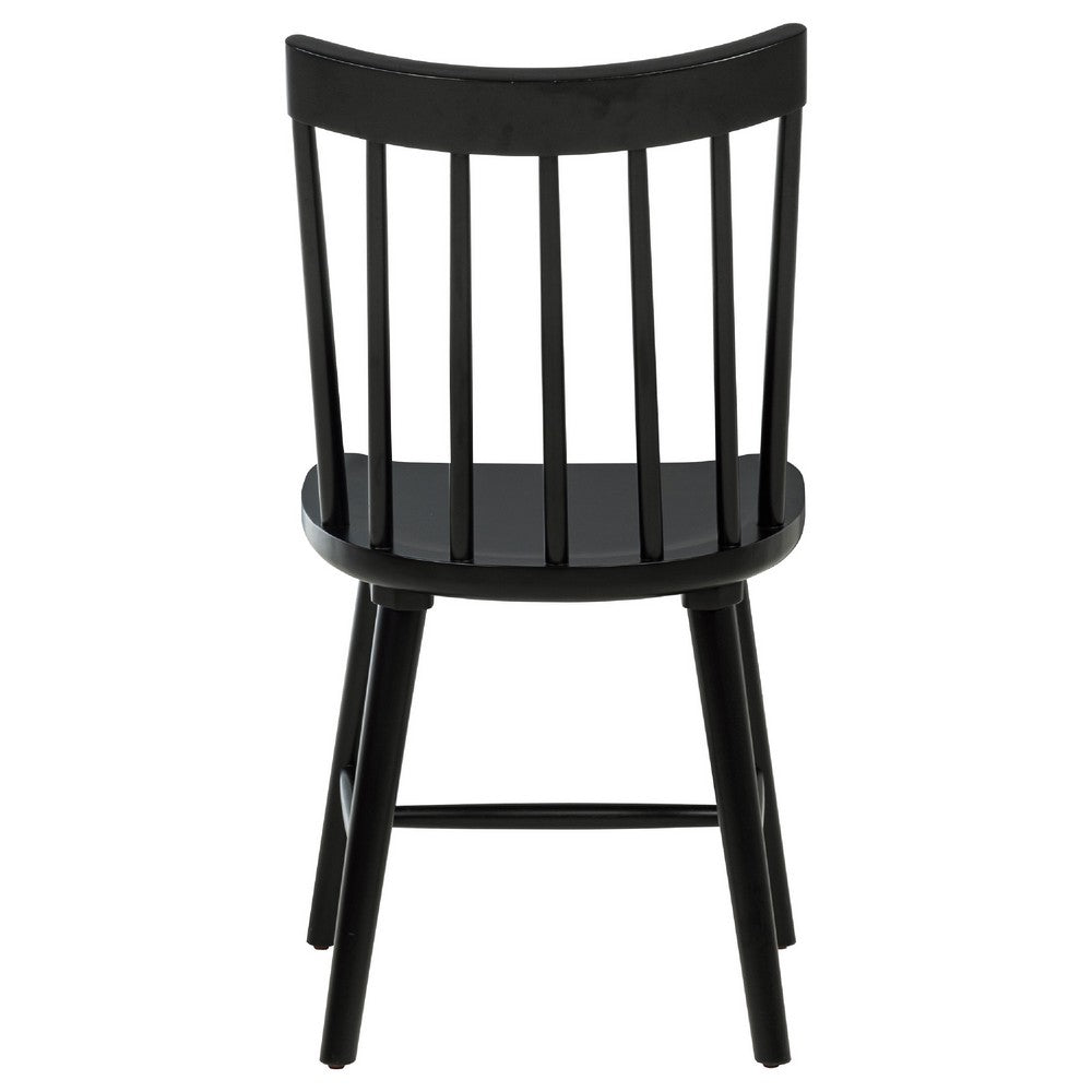 Pyra Dining Side Chair Set of 2 | Windsor Style Slatted Back | Black
