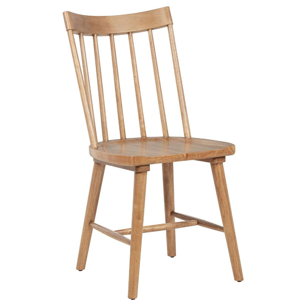 Pyra Dining Side Chair Set of 2 | Windsor Style Slatted Back | Brown
