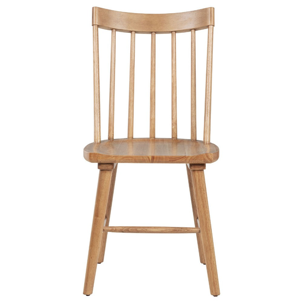 Pyra Dining Side Chair Set of 2 | Windsor Style Slatted Back | Brown