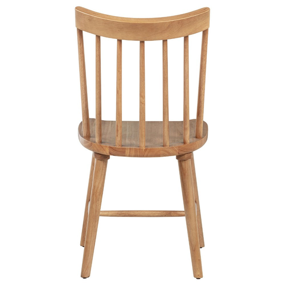 Pyra Dining Side Chair Set of 2 | Windsor Style Slatted Back | Brown