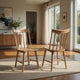 Pyra Dining Side Chair Set of 2 | Windsor Style Slatted Back | Brown