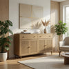 Fij Sideboard Server | 2 Drawers | 4 Rattan Cane Woven Doors | 65" Brown