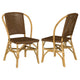 Jena Dining Side Chair Set of 2 | Rattan Woven | Curved Back | Brown