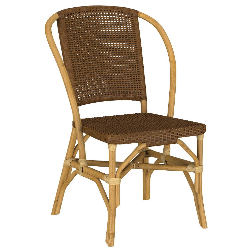 Jena Dining Side Chair Set of 2 | Rattan Woven | Curved Back | Brown